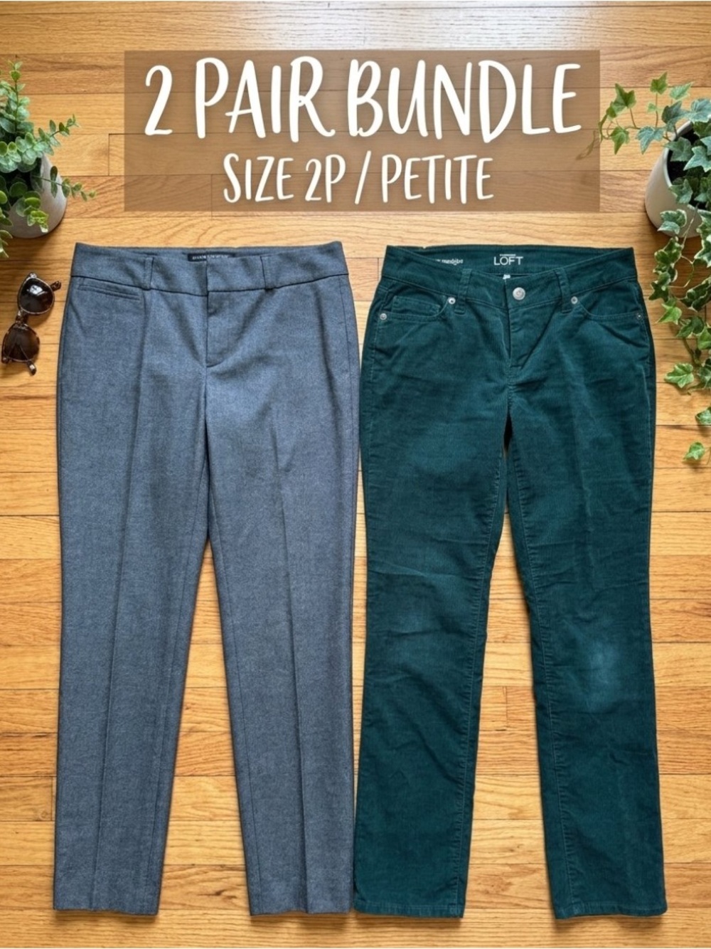 LOFT & BANANA REPUBLIC womens petite pants bundle lot of 2, 2P office capsule
